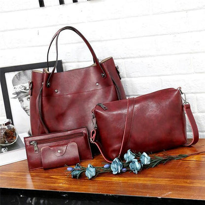Riley - Vintage Soft Læder Tasker - Sæt med 4 Stykker